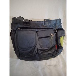 Fisher Price Fastfinder Deluxe Messenger Diaper Bag Gray Green Crossbody Baby